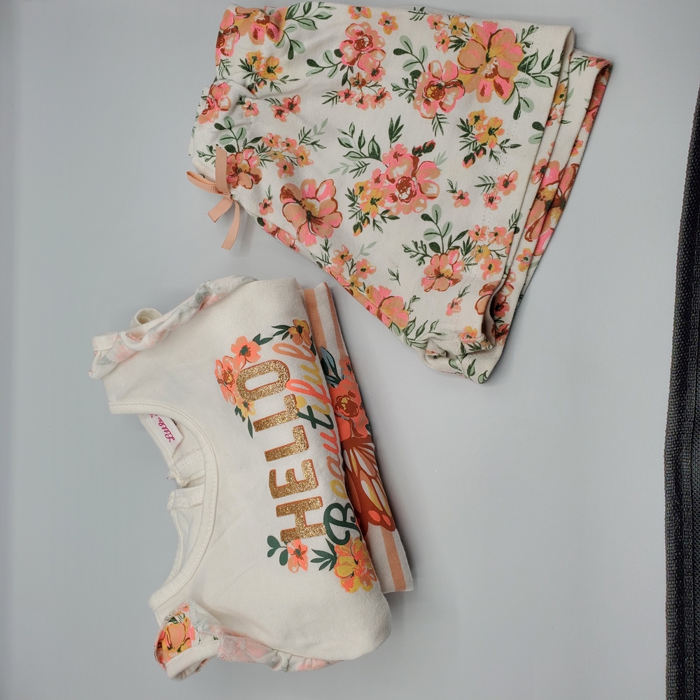 Little Lass White and Pink Floral Baby Outfits Tank Tops and a Short Size 24M
